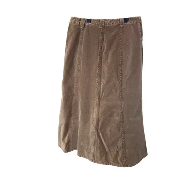 Eddie Bauer corduroy maxi skirt vintage 90s brown boho indie size 12 - Picture 5 of 7